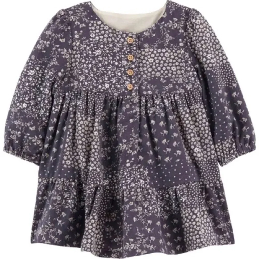 OshKosh | Floral Patterned Long Sleeve Dress with Buttons